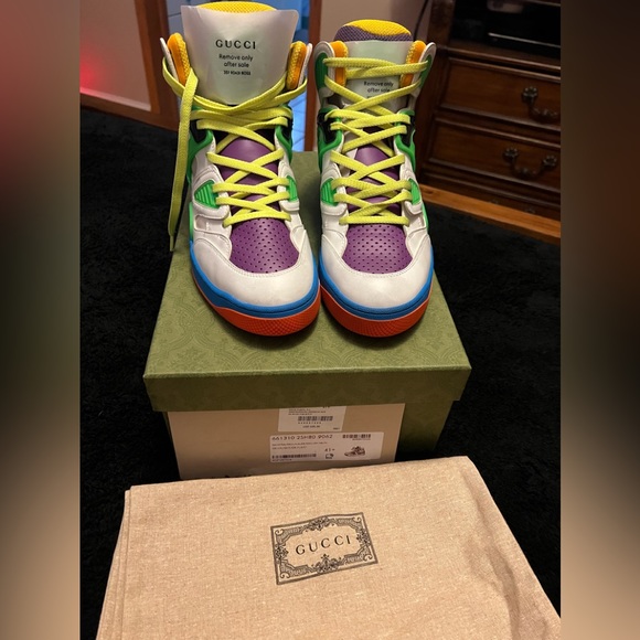 GUCCİ AUTHENTIC DEMETRA HIGH top Neon green purple - Picture 1 of 14
